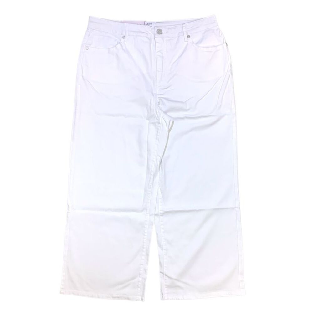 White - Edited by Hunter McGrady Women's High-Rise Relaxed Fit Wide Leg Crop Jea